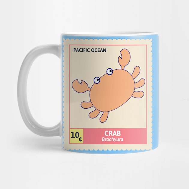 Kawaii Cute Orange Crab, Ocean Stamp Collection, Crab Lover by vystudio